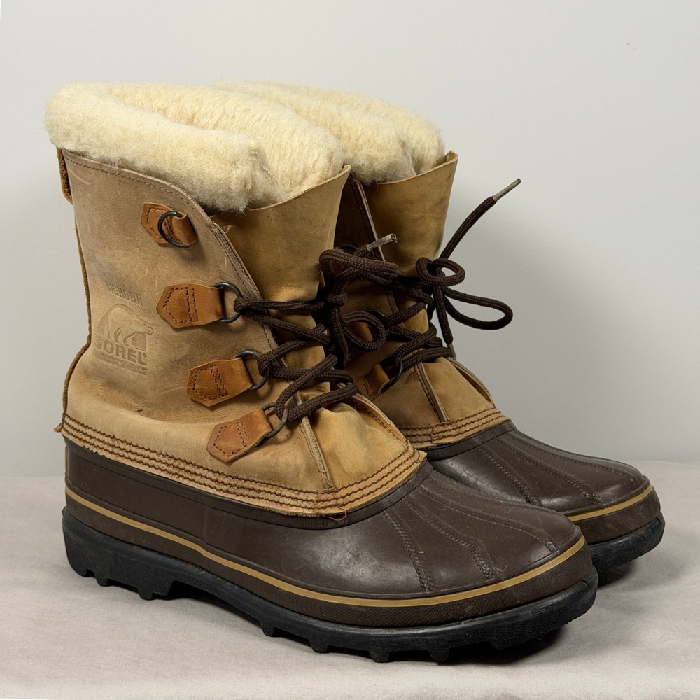 Sorel Bighorn Boots Mens Size 11 Brown Leather Waterproof Insulated Snow Winter